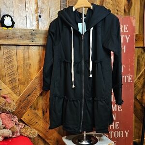 192 POL Black Hooded Tiered Jacket